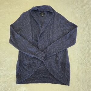 Kenneth Cole Cardigan Navy Blue Knit Shawl Long Sleeve Open Front Sweater Medium